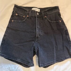 Abercrombie black wash denim shorts